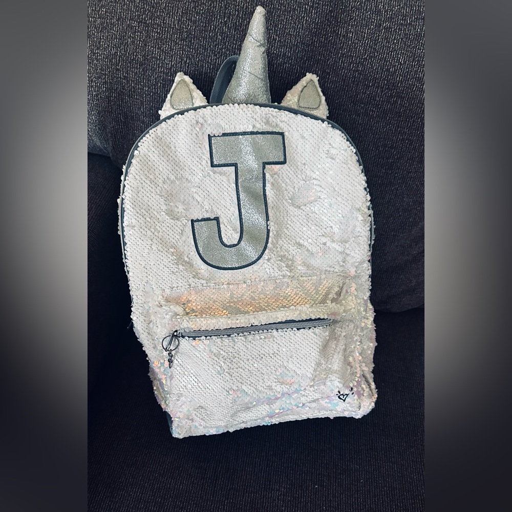 Letter “J” Justice Unicorn backpack like new condition